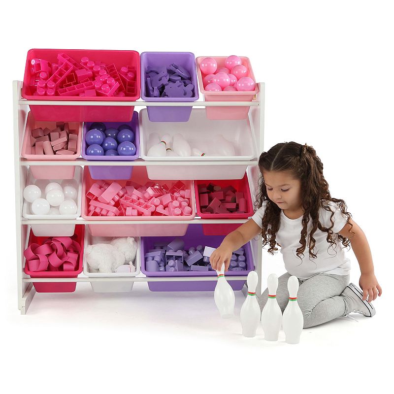 Humble Crew Kids Toy Storage Organizer with 12 Plastic Bins  Multiple Colors