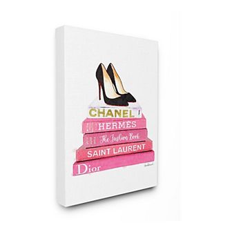 Stupell Home Decor Pink Books Heels Canvas Wall Art