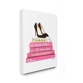 Stupell Home Decor Pink Books Heels Canvas Wall Art