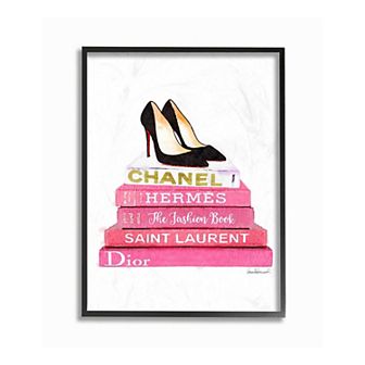 Stupell Home Decor Pink Books Heels Framed Wall Art
