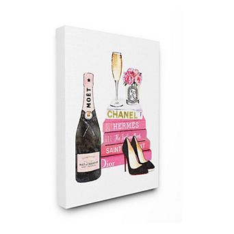 Stupell Home Decor Pink Books Champagne Canvas Wall Art