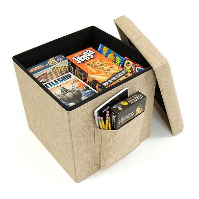 Humble Crew Folding Storage Ottoman with Pocket