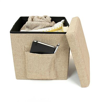Humble Crew Folding Storage Ottoman with Pocket