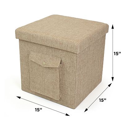 Humble Crew Folding Storage Ottoman with Pocket
