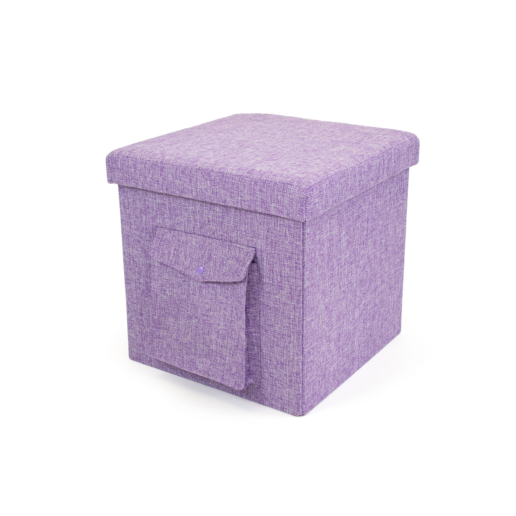 Humble Crew Folding Storage Ottoman with Pocket, Purple