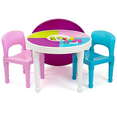 Humble Crew 2-in-1 Round Construction Table & 2 Chairs Set