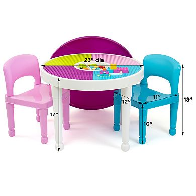 Humble Crew 2-in-1 Round Construction Table & 2 Chairs Set