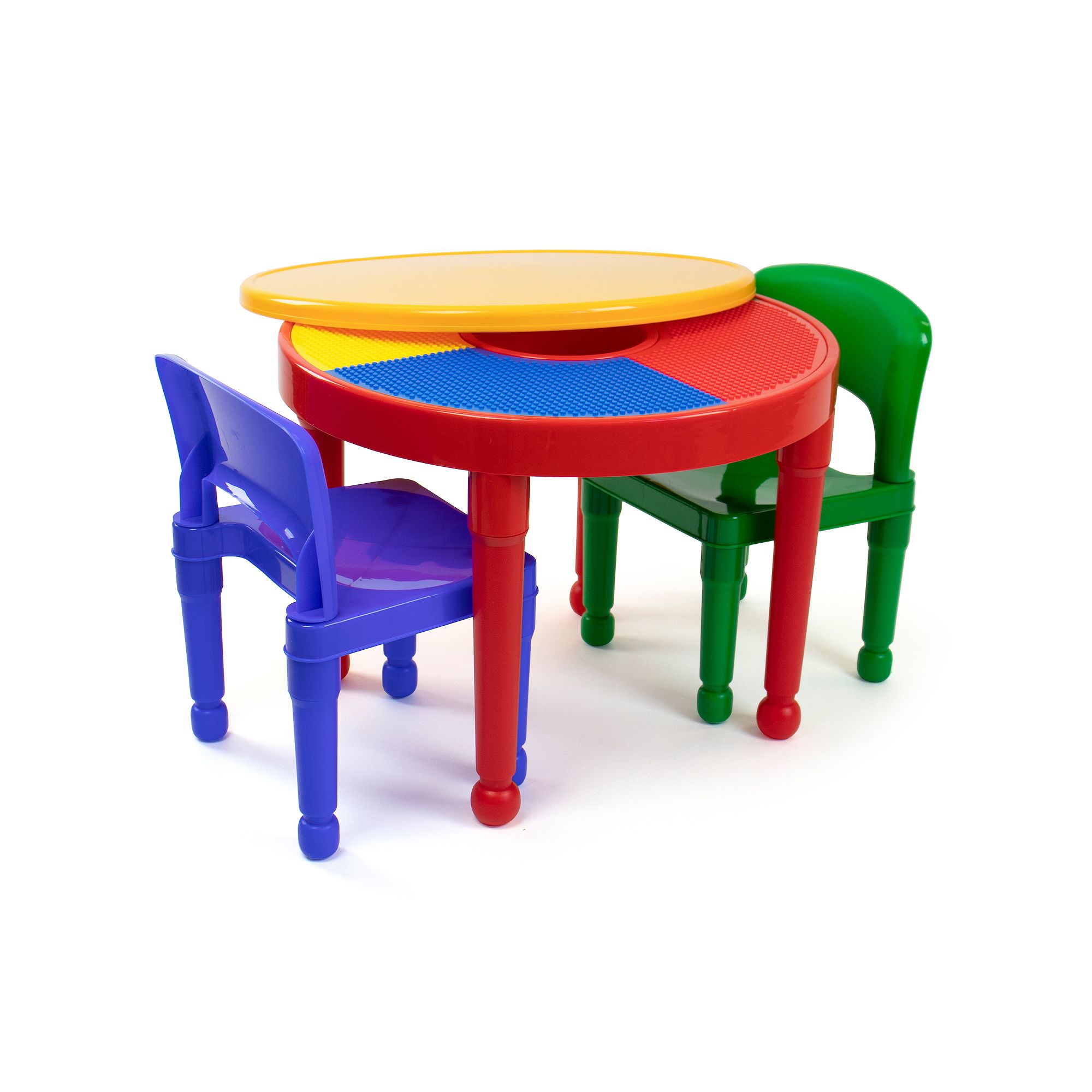 Humble Crew 2-in-1 Round Construction Table & 2 Chairs Set, Red