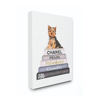Stupell Home Decor Book Stack Yorkie Canvas Wall Art