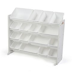 Humble Crew Slate Toy Storage Organizer with 12 Storage Bins, Grey Wood  Grain/White