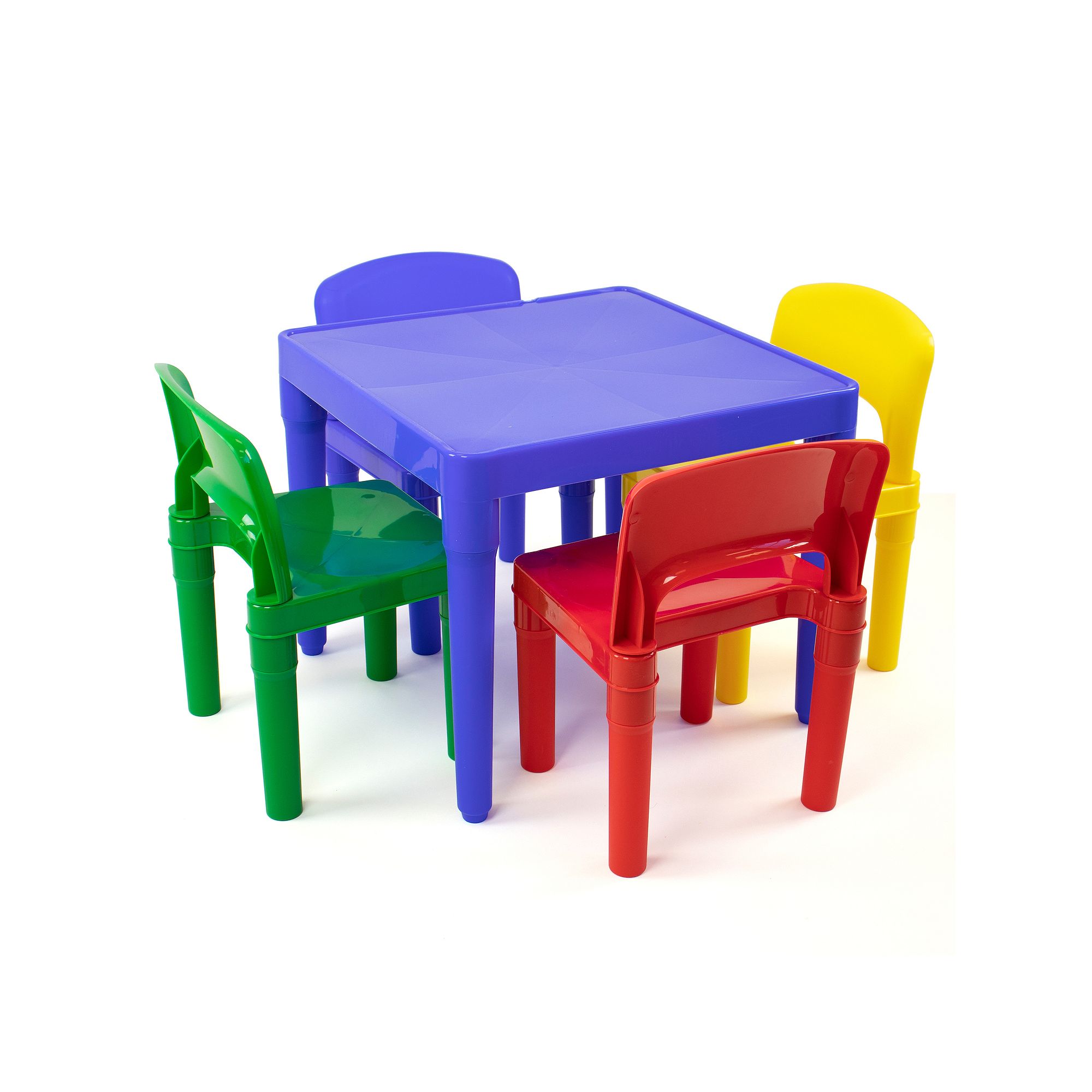 Humble Crew Plastic Table & 4 Chairs Vibrant Set, Blue