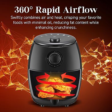 2Qt Air Fryer with Timer & Temperature Controls, 1000W