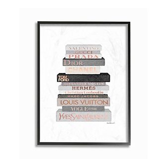 Stupell Home Decor Neutral Bookstack Framed Wall Art