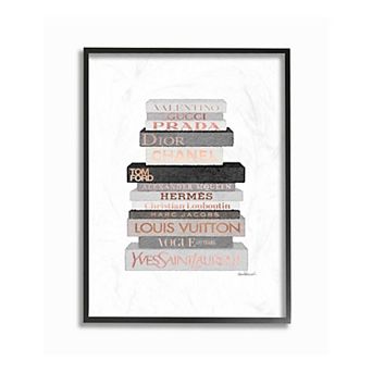 Stupell Home Decor Neutral Bookstack Framed Wall Art