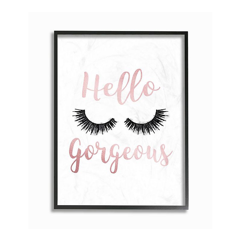 Stupell Home Decor Hello Gorgeous Eyelashes Framed Wall Art, Black
