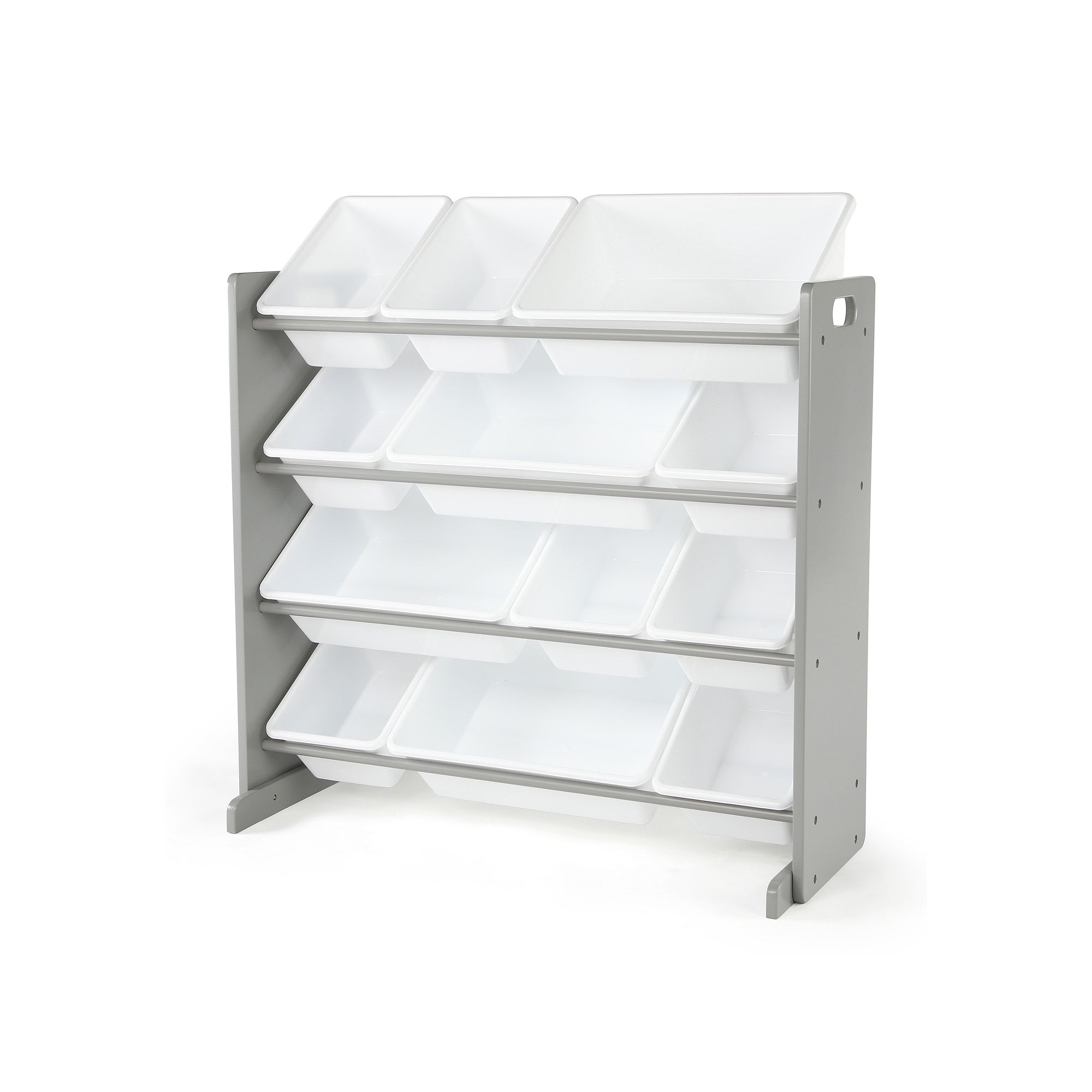 Humble Crew Toy Organizer with 12 Plastic Bins, Grey