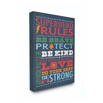 Stupell Home Decor Superhero Rules Canvas Wall Art