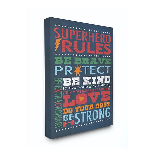 Stupell Home Decor Superhero Rules Canvas Wall Art