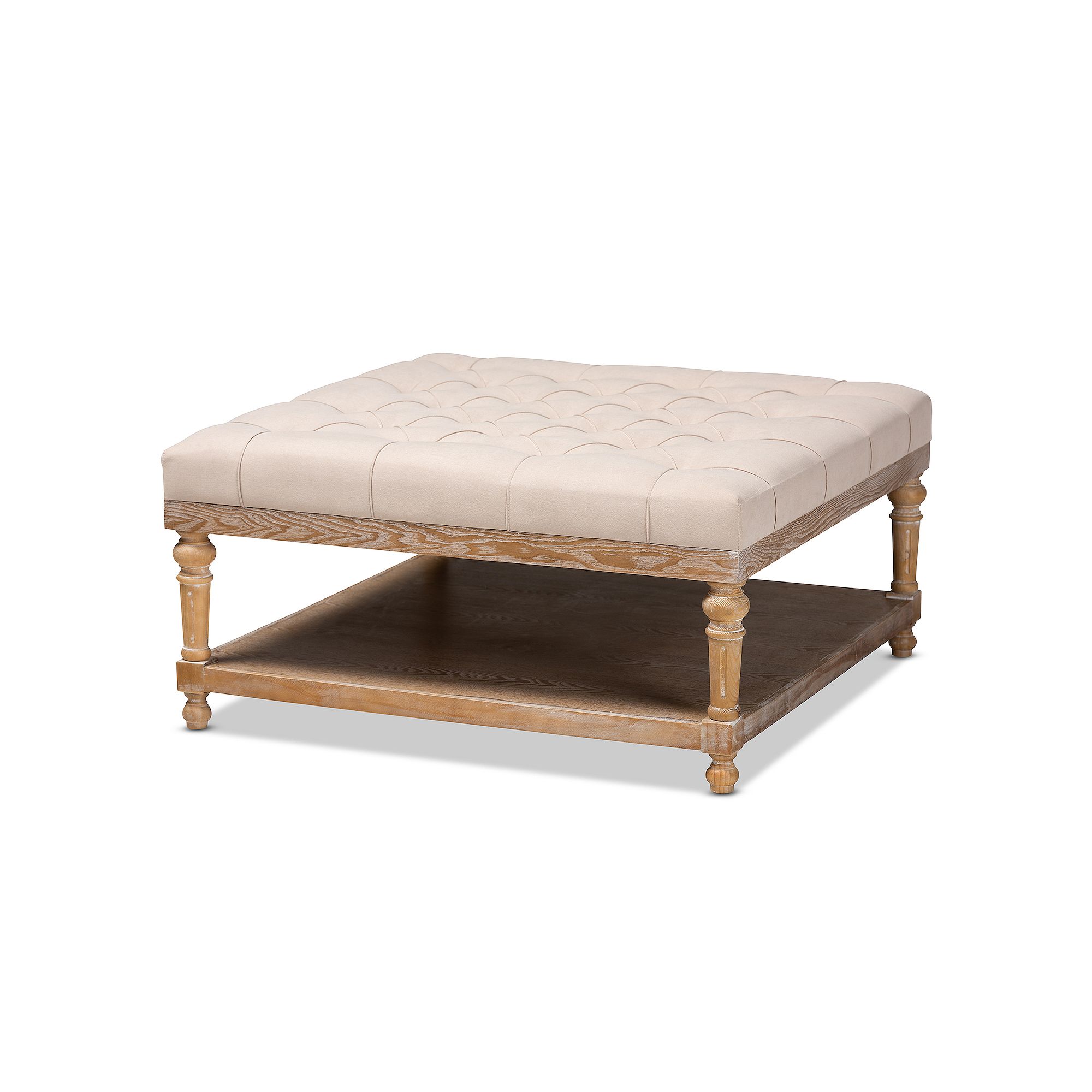 Baxton Studio Kelly Ottoman, Beige Gray Washed