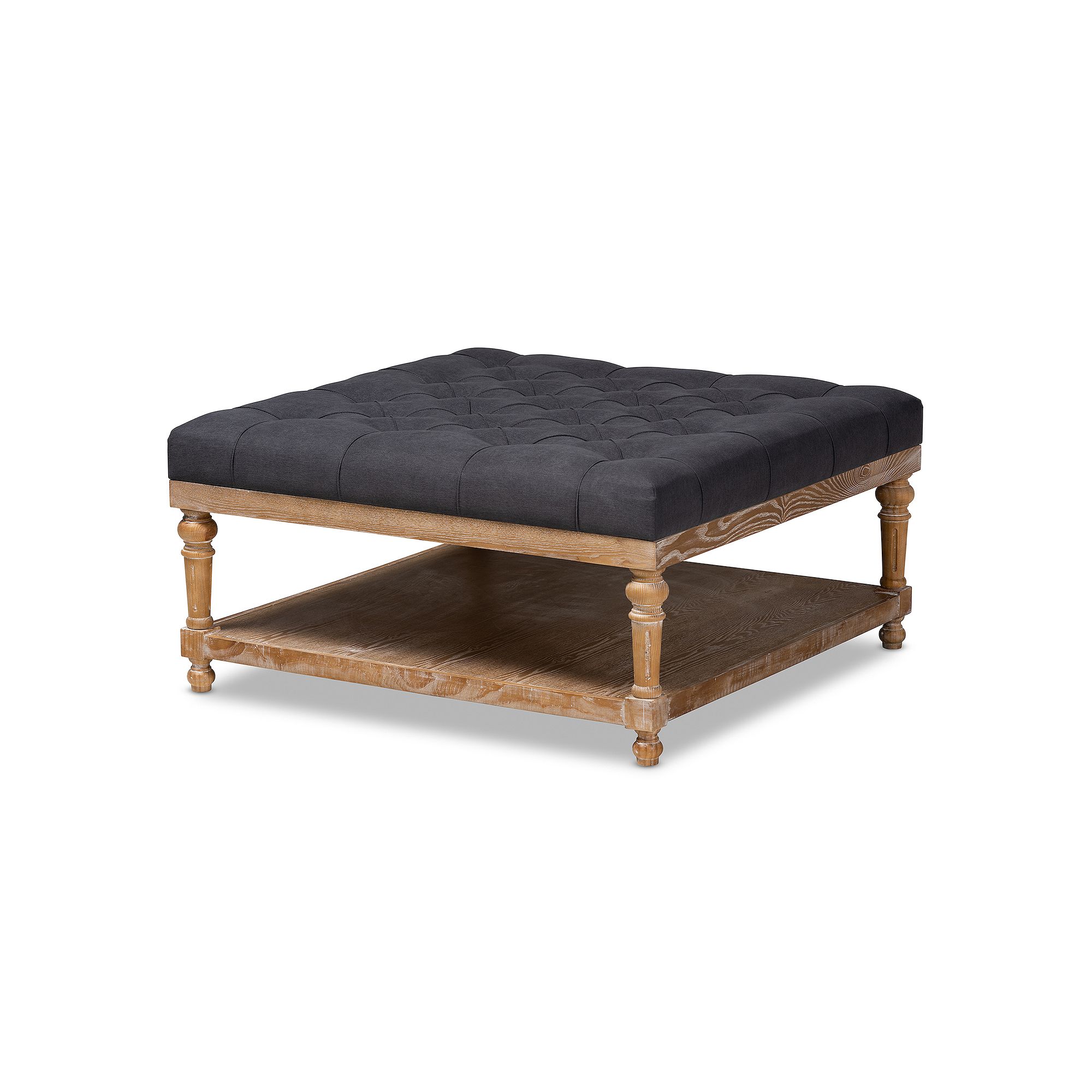 Baxton Studio Kelly Ottoman, Grey Graywashed
