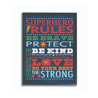 Stupell Home Decor Superhero Rules Framed Wall Art