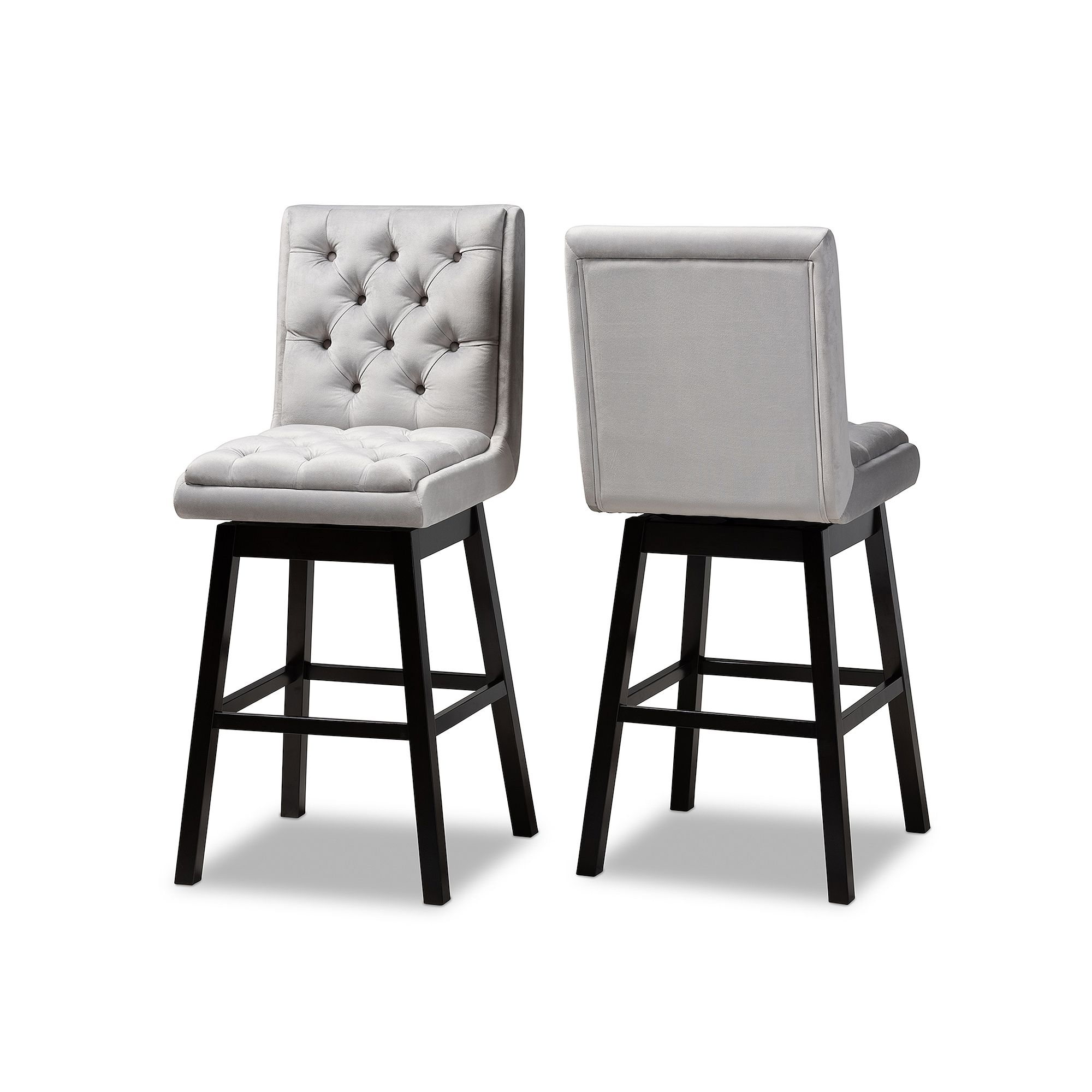 Baxton Studio Gregory Bar Stool 2-piece Set, Light Gray Dark Brown
