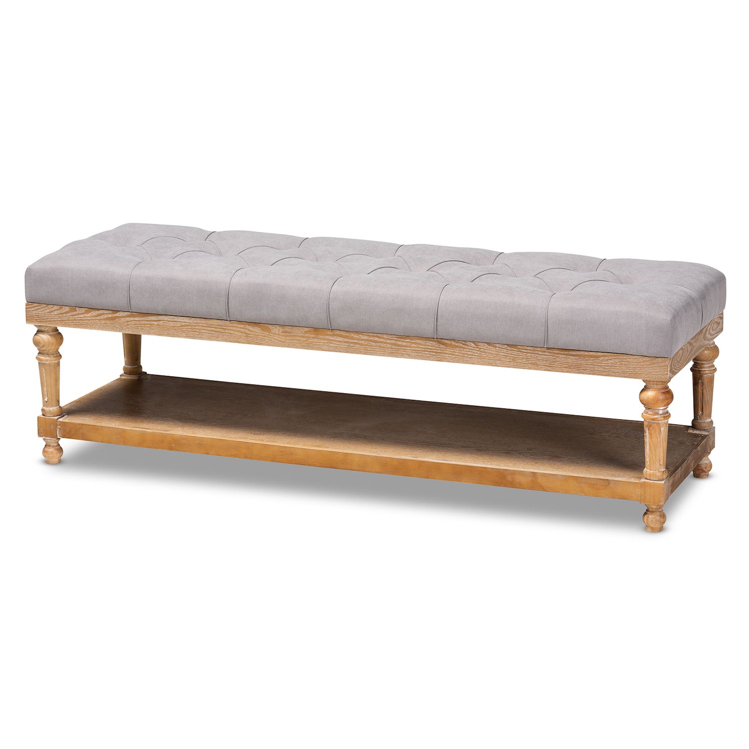 Baxton Studio Linda Bench   4481553 Gray Graywashed