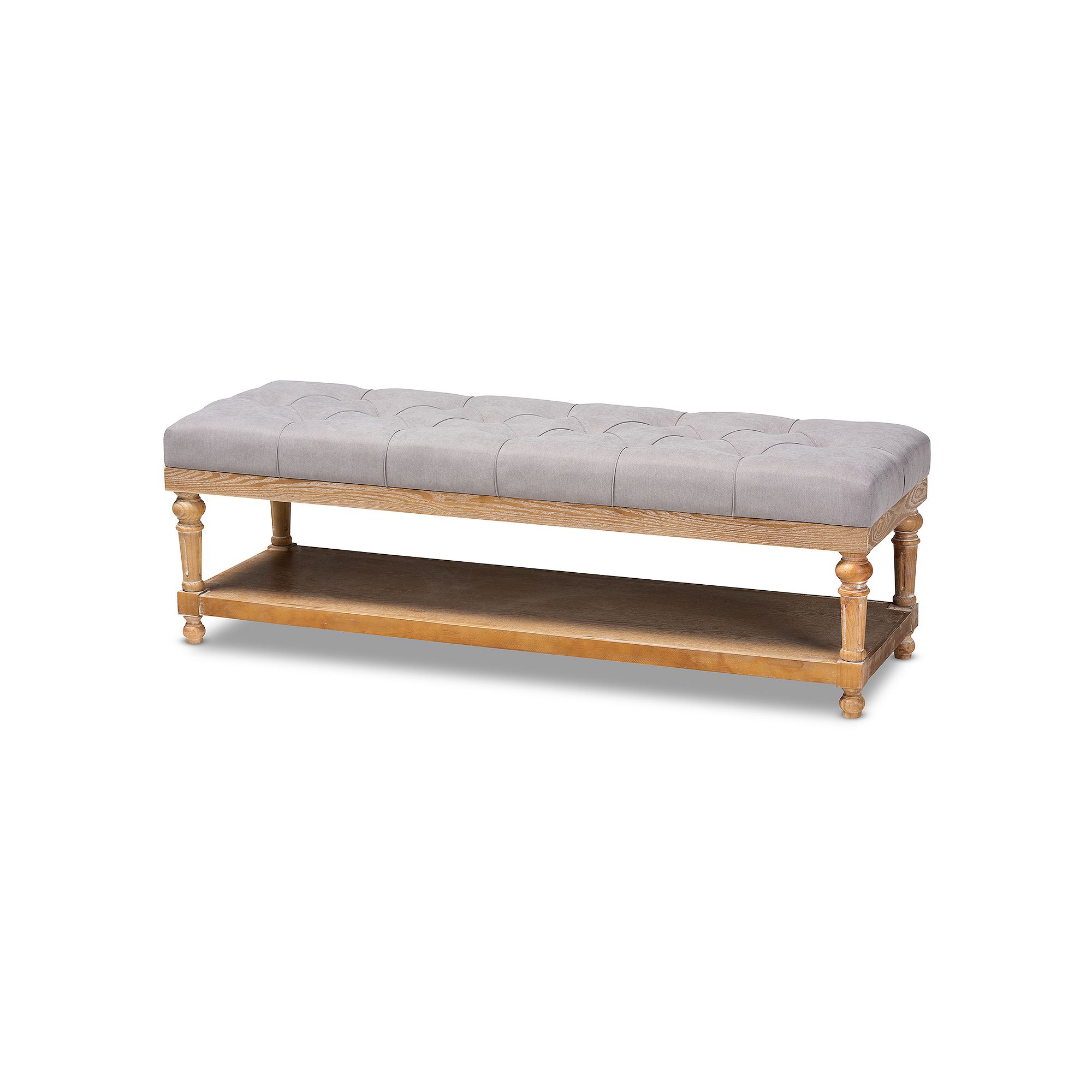 Baxton Studio Linda Bench, Gray Graywashed
