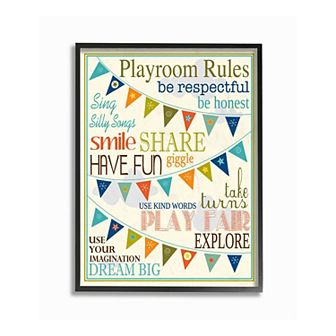 Stupell Home Decor Playroom Rules Pennant Framed Wall Art