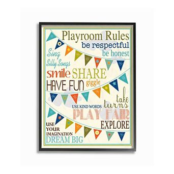 Stupell Home Decor Playroom Rules Pennant Framed Wall Art
