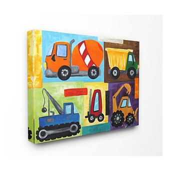Stupell Home Decor Construction Trucks Canvas Wall Art