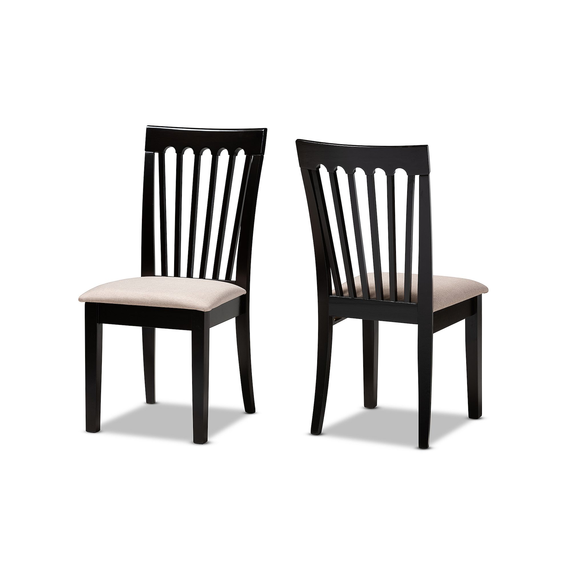 Baxton Studio Minette Dining Chair 2-piece Set, Sand Dark Brown