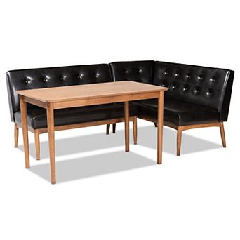 Baxton Studio Arvid Dining Table & Corner Bench 3 pc Set