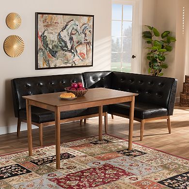 Baxton Studio Arvid Dining Table & Corner Bench 3-piece Set