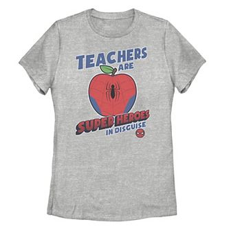 Juniors' Marvel "Teachers Are Super Heroes In Disguise" Spider-Man Tee
