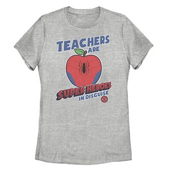 Juniors' Marvel "Teachers Are Super Heroes In Disguise" Spider-Man Tee