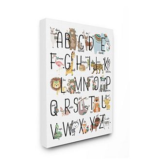 Stupell Home Decor Boho Animal ABCs Canvas Wall Art