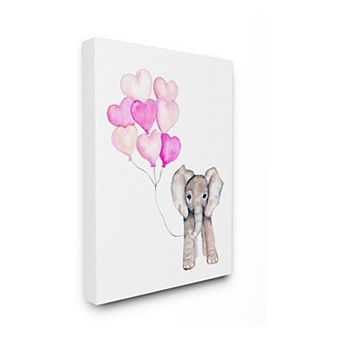Stupell Home Decor Baby Elephant Pink Canvas Wall Art