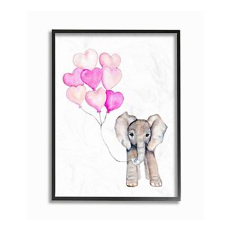 Stupell Home Decor Baby Elephant Pink Framed Wall Art