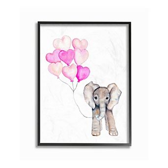 Stupell Home Decor Baby Elephant Pink Framed Wall Art