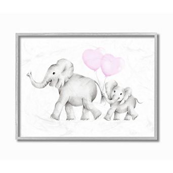 Stupell Home Decor Mama and Baby Elephants Framed Wall Art