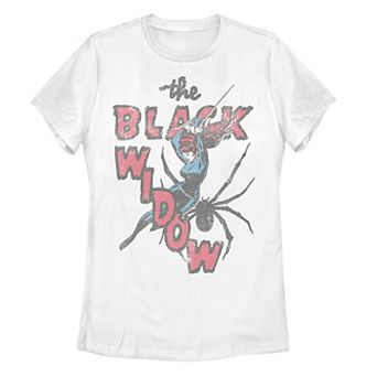 Juniors' Marvel Black Widow Retro Spider Tee