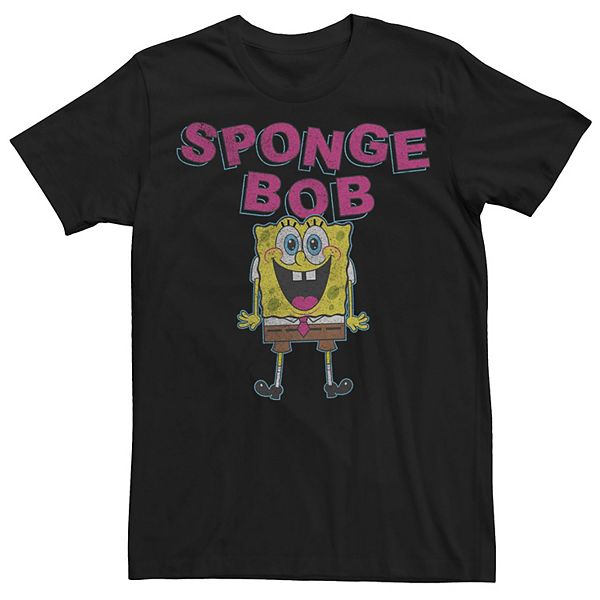 Men's Spongebob Simple Happy Distressed Portrait Tee