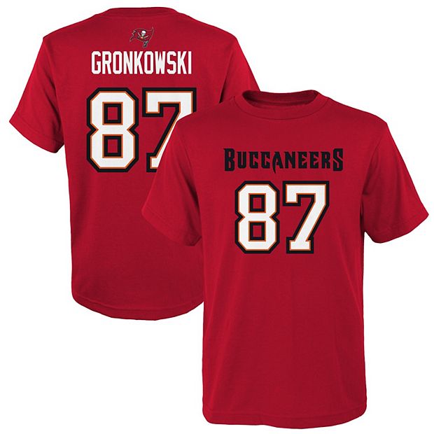 Youth Rob Gronkowski Red Tampa Bay Buccaneers Mainliner Player Name &  Number T-Shirt