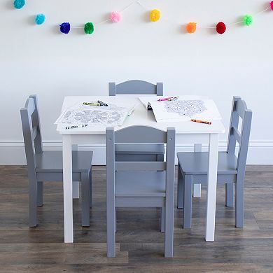 Humble Crew Kids Wood Table and 4 Chairs Set