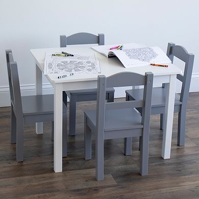 Humble Crew Kids Wood Table and 4 Chairs Set