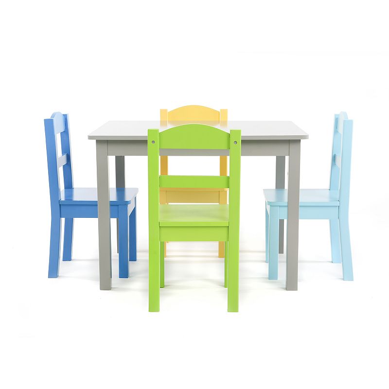 Humble Crew Kids Wood Table and 4 Chairs Set, Blue