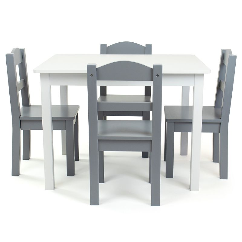Humble Crew Kids Wood Table and 4 Chairs Set, Grey