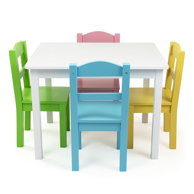 5pc Summit Kids' Wood Table and Chair Set White - Humble Crew