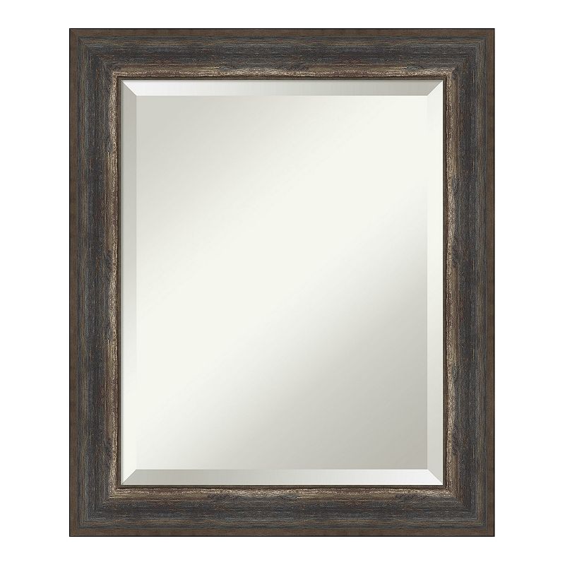 Amanti Art Alta Rustic Framed Bathroom Vanity Wall Mirror, Brown, 20X24
